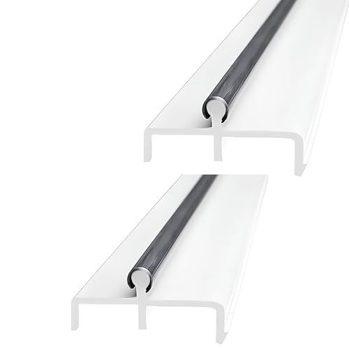 KC Hardware Sliding Door Double Track Replacement 60 Inch White Vinyl Modern Patio Door Track - Pack of 2