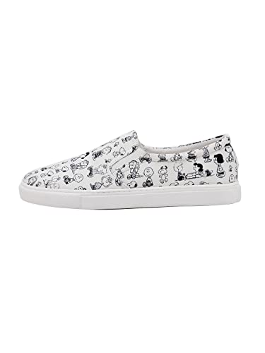 Image of The Souled Store Official Peanuts: Snoopy & Friends Mens and Boys Regular fit Graphic Printed White Men Loafers