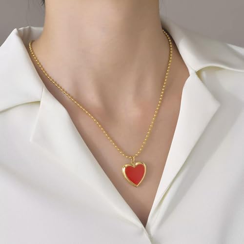 Collier Rouge Coeur Amour Or 18K, le Cadeau Idéal pour Célébrer l'Amour