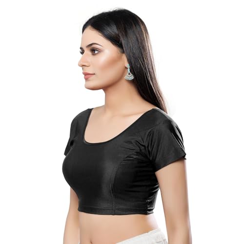 Image of Vamas Women's Shimmer Non-Padded Stretchable Short Sleeve Saree Blouse (A-17.N)