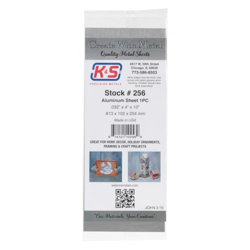 K&S Precision Metals Aluminum Sheet 0.032 Thick 4×10 6 Sheets