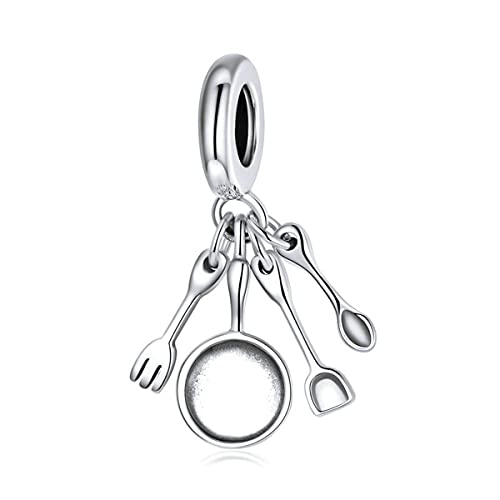 925 Sterling Silver Scissors, Mirror, Pot, Spoon, Chef, Love Charm Comb for Pandora Charm Bracelet