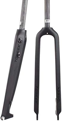 【US Stock】 1-1/8" 26/27.5/29" 3K T800 Full Carbon Fiber Rigid Disc Brake MTB Fork, 28.6mm Threadless Straight Tube Superlight Mountain Bike Front Forks Expander Top Cap