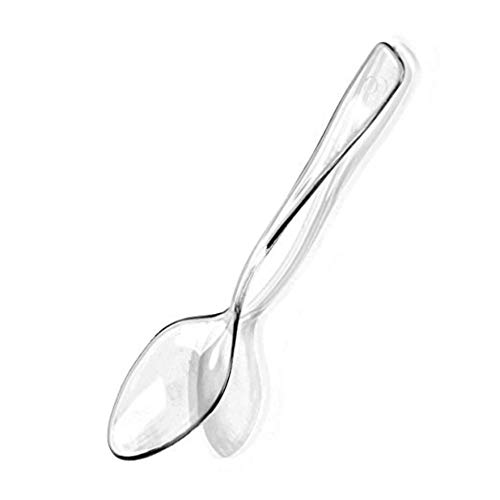 Zappy ZP-114C-100 Clear Plastic Mini Spoons 3.75 Inch Plastic Spoon Small Spoon Great Dessert Spoon Or Ice Cream Spoon Disposable Plastic Spoons Mini Tasting Spoons Dessert Spoons Flatware Appetizer Spoons cover