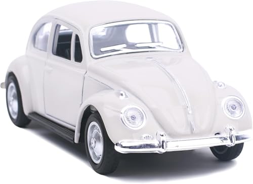 Image of Vintage Die-Cast Metal Toy Car with Openable Doors & Pull Back Action, 1:36 Scale Classic Model Vehicle, Durable Metal Body, Kids Toy Gift for Boys & Girls 3+ Years (Pack of 1) (White)