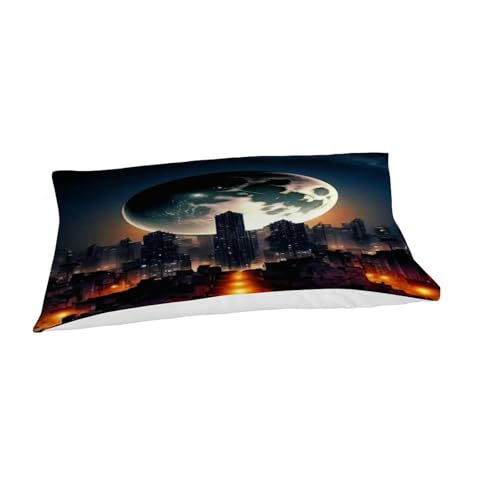 Parure de lit microfibre space theme 135x200cm sans repassage housse couette ville lune