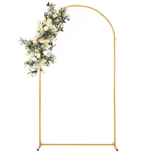 Image of Vincidern 7.2ft Balloon Arch Backdrop Stand, Wedding Arch for Birthday Party, Baby Showers, Wedding Ceremony Graduation, Event Backdrop Decorations Metal Arch Frame Gold