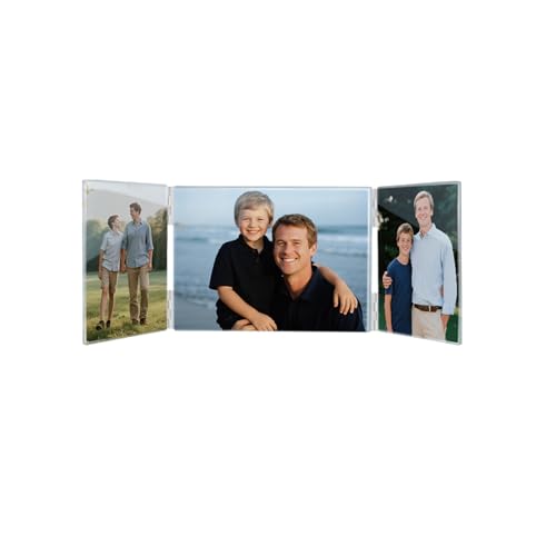 WANZELONYO Sublimation Glass Photo Blanks 6x8 Inch and 8x10 Inch 1 Set Folding Hinged Double Collage Desk Picture DIY Combo