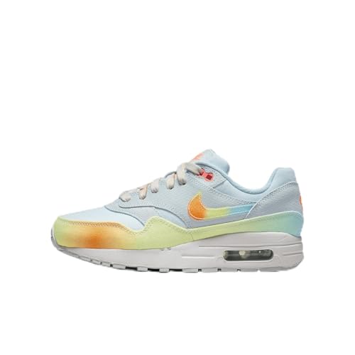Nike Air Max 1 Big Kids' Shoes (HF4788-474, Glacier Blue/White/Light Lemon Twist/Total Orange) Size 7