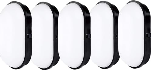 SU Geçirmez 20W Siyah Kasa Beyaz Işık 6400K Bahçe Teras Banyo İÇ Dış Mekan LED Işık 2000LM (5 Adet)