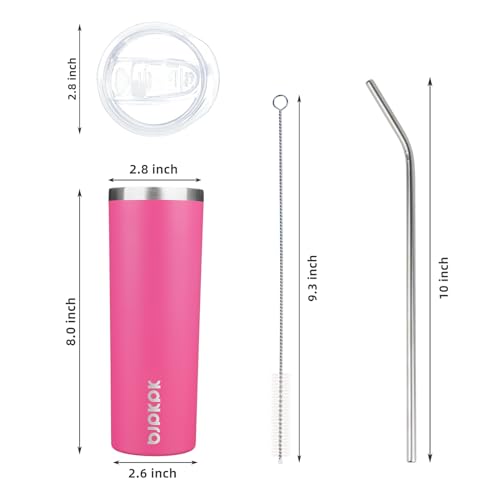 Image of BJPKPK 20 oz 2 Pack Skinny Tumbler with Lid, Stainless Steel Coffee Tumbler