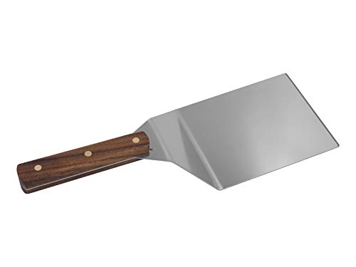 Spatule à burger inox avec manche en bois véritable robuste pour cuisson grill