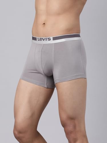 Image of Levi's 030 Trunk for Men | Supima Modal Lycra Blend | Breathable Solid Men's Underwear | 4-Way Stretch | Anti-Roll No-Dig Waistband | No Ride-Up Mid Length Fit | Stay Retention | Pack of 1