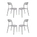 Sedia impilabile in polipropilene NATHAN per cucina soggiorno giardino (Grigio SET 4)