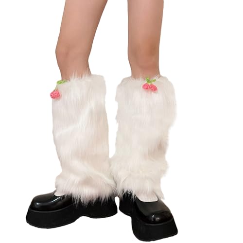 PTILSERY Disfraz de fiesta peludo para mujer Y2K, botas largas peludas, zapatos, puños, calentadores de piernas/mangas de bota/fundas para botas