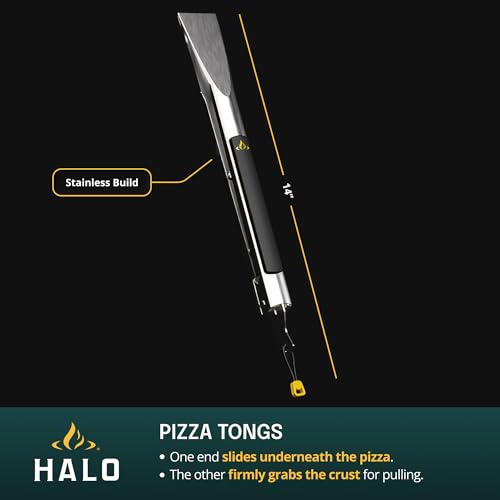 HALO 6-Piece Cook & Serve Pizza Kit | Cutter, Tongs, 14” & 16” Bamboo Cutting Boards, Stainless Steel Peel, Slice Server | Premium Materials & Build Quality | HZ-3022