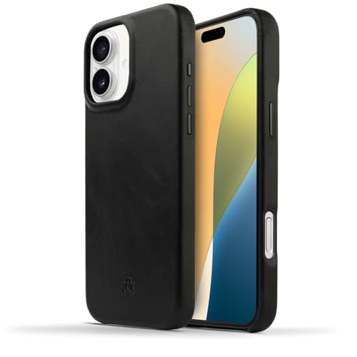 Étui en cuir véritable pour iPhone 16 Plus compatible charge magnétique