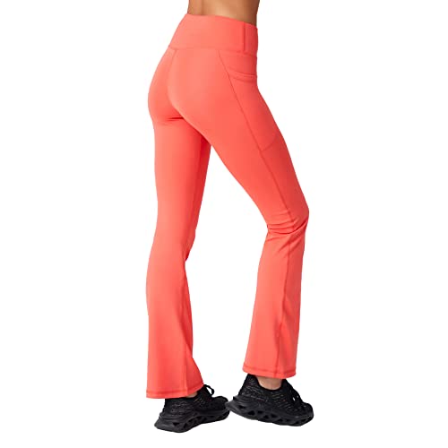 LOS OJOS Damen Bootcut Yogahose - Hohe Taille Workout Bootleg Yoga Leggings mit Bauchkontrolle, S