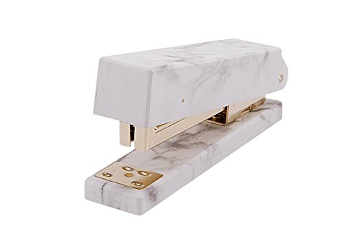 Heavy Duty Marble Desktop Staplers Office School Supplies Manual Staplers Gold Staple Remover with Non-Slip Base,50 Sheet Capacity,for Staples 24/6,26/6,Full Desk Size,Effortless & Ergonomic Design