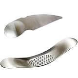 Garlic Press Rocker Set,304 Stainless Steel Crusher with Cutter Peeler Knife Spoons for Chef Kitchen
