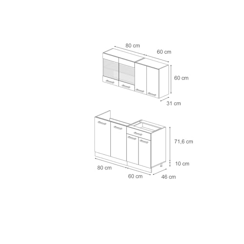 Vicco-Singlekueche-R-Line-Goldkraft-EicheAnthrazit-140-cm-ohne-Arbeitsplatte - sparfuchs24.io – Top Angebote, Tests & Preisvergleiche