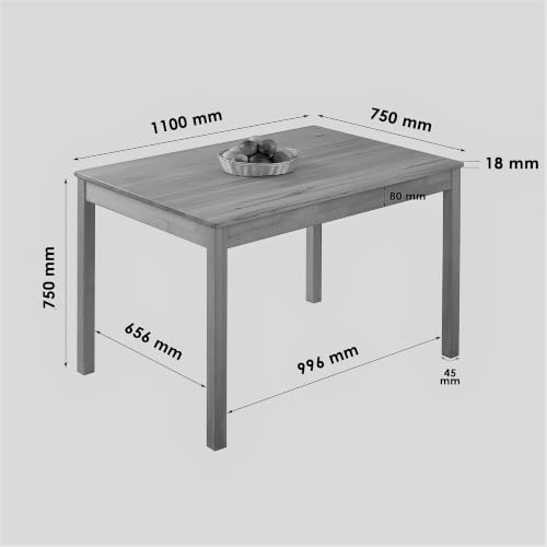 Table à manger en hêtre Tomas bois massif rectangulaire 4 places - 4