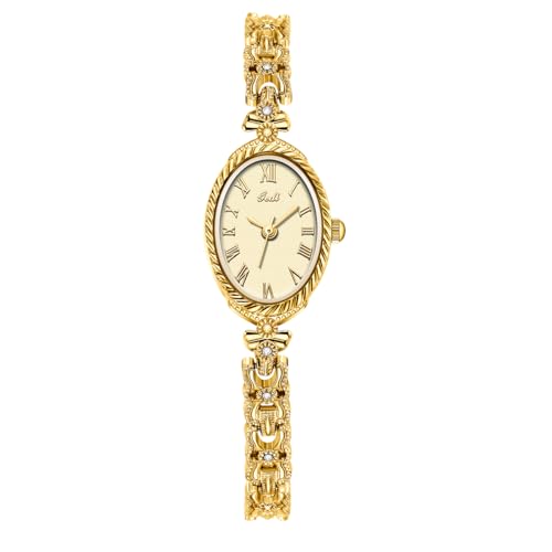 CARLIEN Fashion Vintage Gold Oval Quartz Watches for Women -