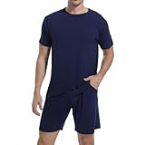 Picture of DG Hill Mens Pajamas Set Shorts - Pajama Pants Sleepwear Shorts PJS Sets - Summer Pajamas Cool Pants Short Soft PJS for Men Navy
