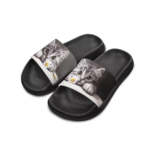 Image of Unisex Slides for Girls Boys Comfortable Slippers Slides Non-slip Shower Shoes House Fashion Thick for Indoor & Outdoor Gifts