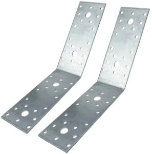 AERZETIX - C68225 - Juego de 2 placas de montaje y fijación de 135° 140x140x55x2.5mm - escuadra/ángulo - soporte perforado de estructura con 40 agujeros - en acero galvanizado Z275