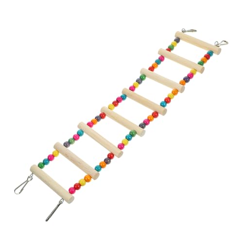 HANABASS Multi-Functional Bird Cage Ladder Wooden Climbing Ladder Toy for Parrots Chewing Swing Accessory