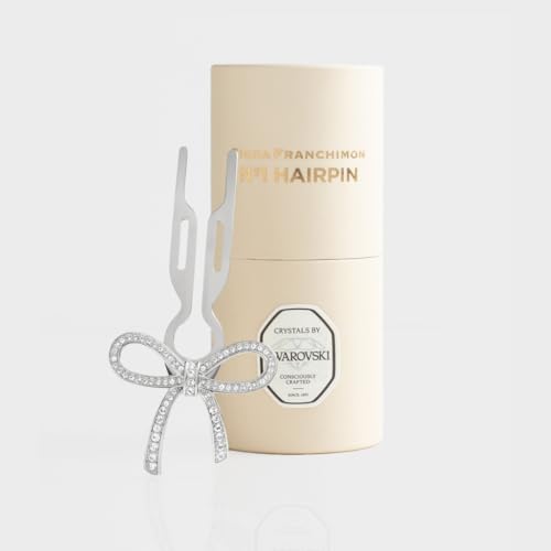 No1 Hairpin | Steel Ribbon with Swarovski Crystals | White Gold | Fiona Franchimon – Create Any Hairstyle in 30 Second, Updos & Volume – For All Hair Types, All day Hold, No Kinks.