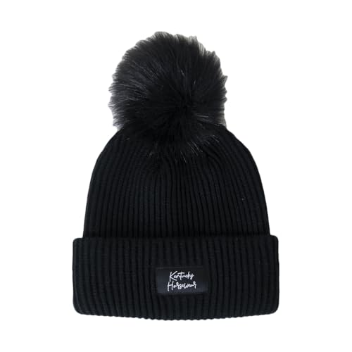 Bonnet pompon noir chaud tricoté pour homme et femme