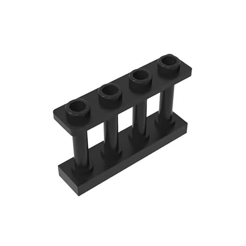 GDS-789 Zaun mit Spindel 1x4x2 (4 obere Bolzen), 10 Stück, kompatibel mit Lego Steine 15332 30055, DIY-Stück und MOC-Komponenten für große Ziegelmarken, Farbe: Schwarz 26