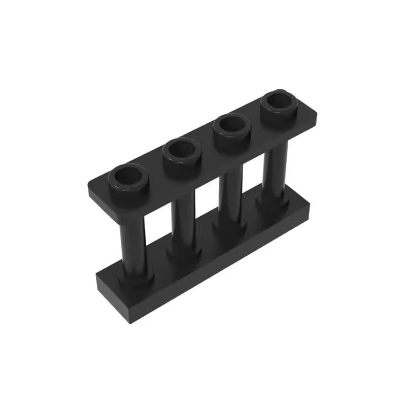 Gobricks GDS-789 Fence Spindled 1x4x2 (4 Top Studs) 10PCS Compatible with Lego Toy 15332 30055 DIY Parts and MOC Components for Major Brick Brands Color:Black