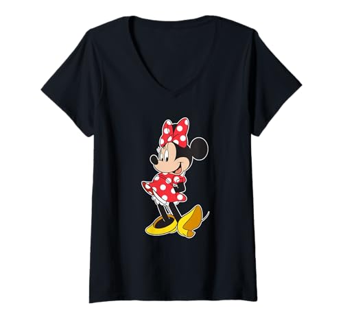 Damen Disney Minnie Mouse Classic Pose T-Shirt mit V-Ausschnitt