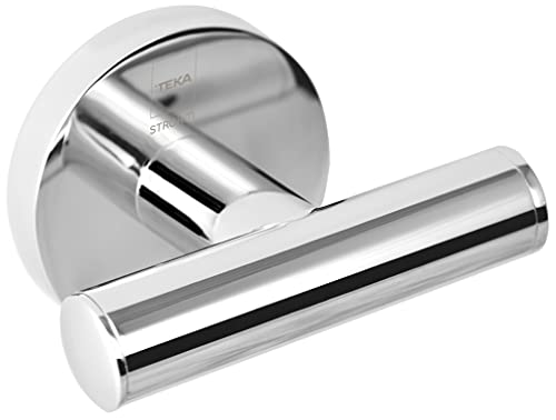 Strohm TEKA - Colgador gancho de baño ALAIOR. Colgador percha de pared para toallas, doble, cromado