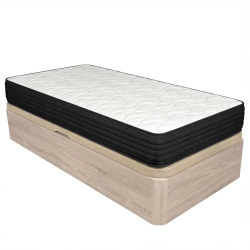 DUÉRMETE ONLINE - Pack Canapé Abatible Lateral + Colchón Viscoelástico Onyx 105x190 Cambria | 20 cm Altura | Gran Capacidad | Estructura Reforzada | Transpirable