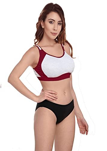 Image of She Wears Full Coverage Sports Combo Bra Panty Set for Women /Girls