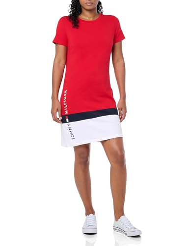 Tommy Hilfiger T-Shirt Short Sleeve Cotton Summer Dresses for Women, Scarlet