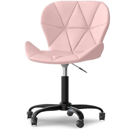 Image of Amazon Brand - Umi Home Swivel Height-Adjustable Faux Leather Office Computer Study Desk Chair for Salon, Spa in Light Pink Color