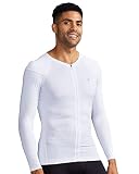 Tommie Copper Men’s Full Back Support Shirt I UPF 50, Breathable Long Sleeve Compression Shirt for Upper & Lower Back, Shoulder, HIPS & Posture Support for Everyday - White - Large