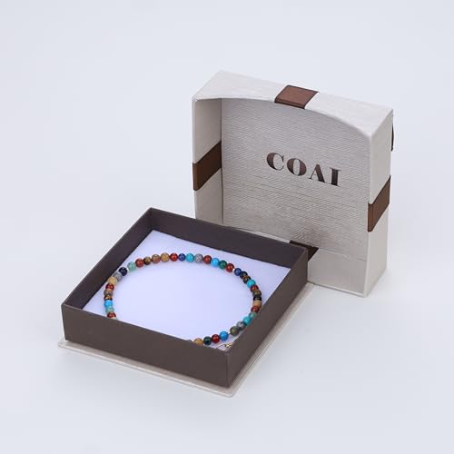 Tobillera de piedras chakras ajustable COAI con cuentas de minerales naturales 6
