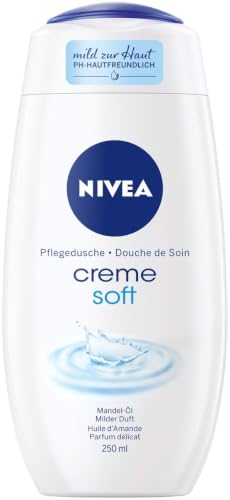 NIVEA Creme Soft Pflegedusche (250 ml), mild duftendes Duschgel mit samtweichem Schaum, seidige Cremedusche mit wertvollem Mandel-Öl