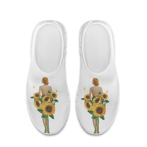 Jeiento Yellow Sunflowers Butterfly Loafers for Women Slip on Casual Walking Shoes3