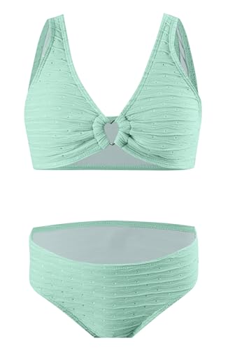 Happy Cherry Mädchen Bikini Set Bustier Bikinislip Zweiteiliger Badeanzug Mode Tankini Hautfreundlich Atmungsaktiv Bikinis für Kinder 12-13 Jahre