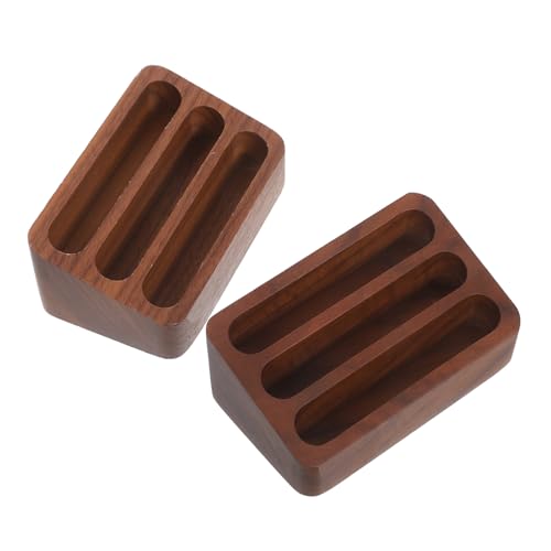 CONGARTENO 2個 K胡桃木名刺スタンド 三段カードホルダー 木製デスクトップ名刺ホルダー オフィス 家用 コンパクト収納 迅速検索 優雅なデザイ