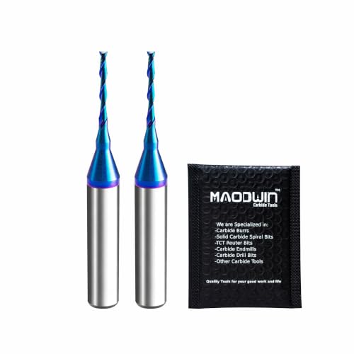 2Pcs 1/16" CNC Router Bit Upcut Spiral Plunge End Mill Engraving