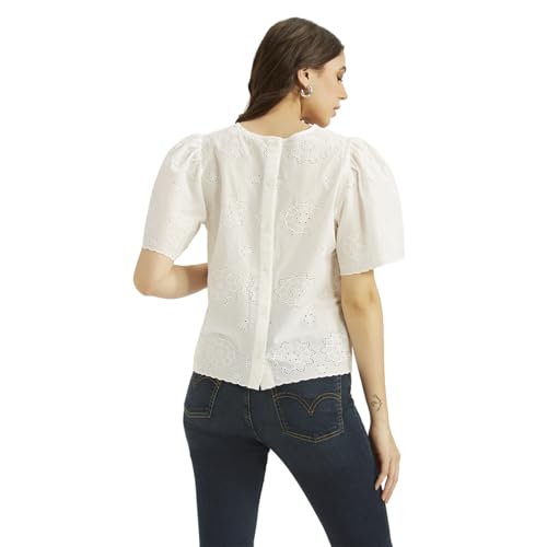 Levi's Lumi Short-Sleeve Blouse for Women, Medium, Neutral