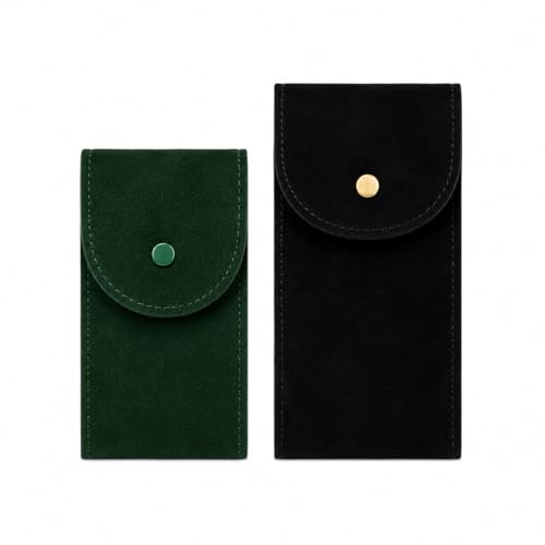 Image of Street27 Travel Watch Pouch for Men & Women | Soft Case with Velvet Inner | Single Storage Organizer | Portable Anti-Scratch Holder | Black & Green (Pack of 2)
